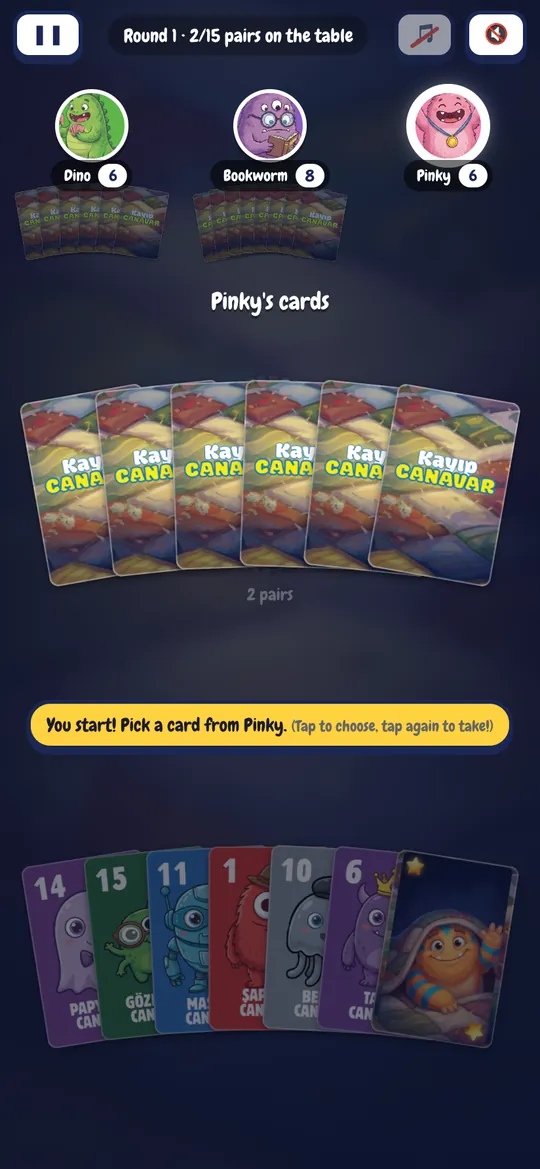 Card game: a rival's cards fanned out
