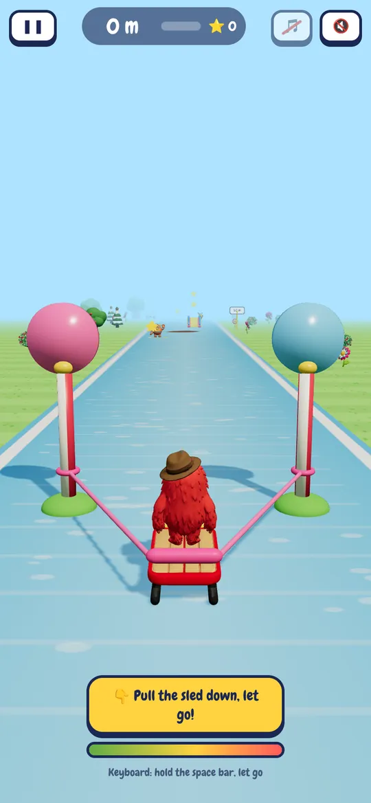Sled: launching with the bubble-gum slingshot