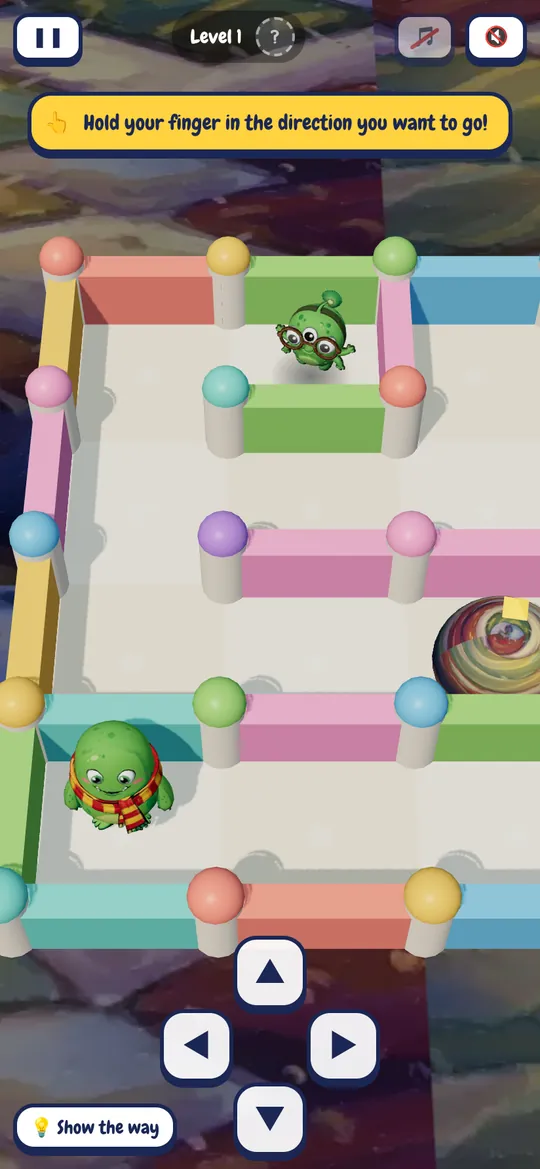 Maze: the Scarf Monster in a maze of colourful blocks